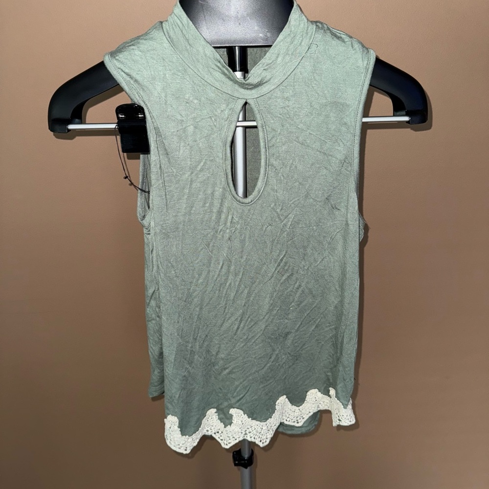 Rue21 Sage Green Tank Top with Lace Detail